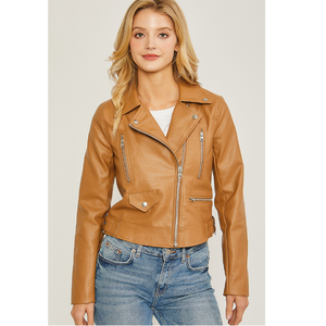 Chaqueta Bomber de cuero brillante auténtica acolchada para mujer, nailon transpirable de manga larga para montar en motocicleta en primavera e Invierno - Product Image 2