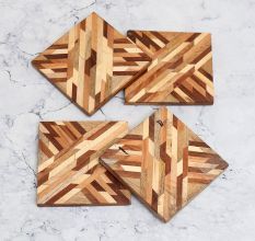Modern Design Acacia Wood <b>Coaster</b> Square <b>Black</b> Epoxy Resin the Wood Luxury Style High Quality Resin for Home <b>and</b> Office Uses - Product Image 5