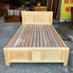 Modern Durable <b>Oak</b> Platform Single Bed with Storage and Soft Wall Panel Design Size 1m-2m for Home Furniture - Product Image 1