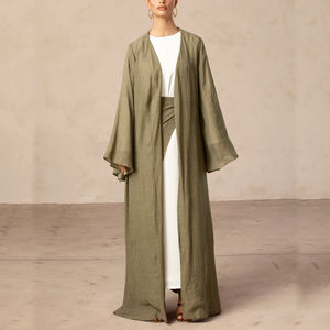 New Autumn Winter Abaya Design Dubai Islamic Clothing Thick Polyester Abayas Women Muslim Custom Inner <b>White</b> Suit 2 Piece - Product Image 3