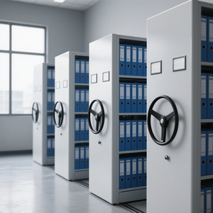 Rayonnage mobile en acier Offre Spéciale Support d'archives manuel à cadre dense Mobilier de bibliothèque compact au design moderne pour étagères mobiles - Product Image 1