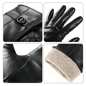 OEM Nouvelle Arrivée Rouge Noir Pur Cuir Mode Conduite Habillage Gants Peau de Mouton Cuir Habillage Gants - Product Image 6