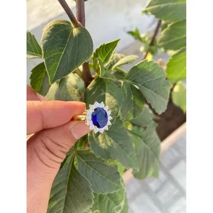 Lab-Created Blue Sapphire <b>Ring</b> 925 Sterling Silver Handmade Fine Gemstone Jewelry Wholesale Supplier - Product Image 3