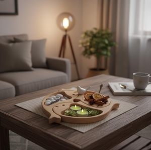 Plateau en bois en forme de poisson, bois naturel poli et assaisonné, décoration polyvalente, idéal pour les cadeaux, article de service à vendre pour usage domestique - Product Image 3
