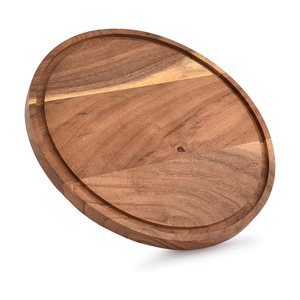 Tabla Redonda para Servir Queso de Madera de Acacia Natural en Oferta, Platos de Madera para Mesa de Comedor, Regalo de Madera Elegante a Precio Económico - Product Image 1