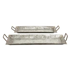 Ensemble de 2 plateaux de service galvanisés de qualité supérieure vintage Forme et taille personnalisées pour centre de table à usage domestique à des prix abordables - Product Image 2