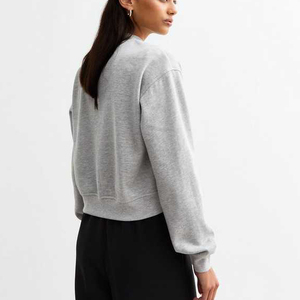 New Style Cropped Women Varsity <b>Jacket</b> Grey Color <b>Jersey</b> Long Sleeves Baseball Cropped Varsity <b>Jacket</b> for Sale - Product Image 6