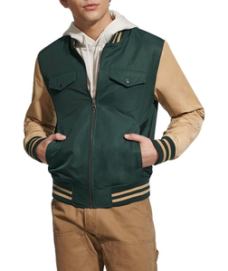 Chaqueta exterior informal para hombre al por mayor personalizada de algodón puro con cuello levantado y logotipo frontal chaqueta de cuero transpirable - Product Image 4