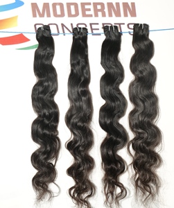 Extensions de cheveux humains vierges indiens non traités 100% Remy, ondulés, naturels, noirs, de 10 à 36 pouces, en gros - Product Image 2