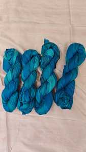 Custom-Made 100% <b>Recycled</b> Sari Silk Ribbon <b>Yarn</b> in Blue Shades Dyed Pattern for Hand & Knitting Art & Craft Projects Resale - Product Image 6