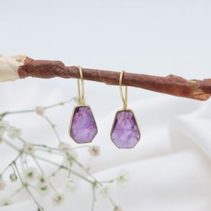 ต่างหูอเมทิสต์ชุบทอง18K ทำด้วยมือสุดหรูเครื่องประดับปาร์ตี้งานแต่งงานสำหรับผู้หญิงทันสมัย - Product Image 2