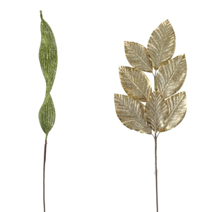 Decorazione <span class=keywords><strong>natale</strong></span> per interni foglie d'oro albero di <span class=keywords><strong>natale</strong></span> ghirlanda artificiale spray natalizi Glitter verde Magnolia scelte stile natalizio - Product Image 1