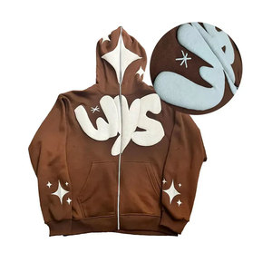 Ventes en gros de sweats à capuche personnalisés pour hommes, impression en relief, haute qualité, 100% coton, couleur unie, vêtements décontractés d'hiver - Product Image 1