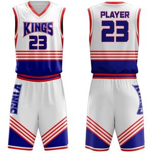 Kit de uniformes de baloncesto, uniformes de baloncesto sublimados, camisetas, pantalones cortos, aparejos bordados, uniformes de baloncesto de sarga - Product Image 1