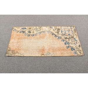 Tapis turc 1,6 x 3,3 pieds, petit tapis vintage, tapis patchwork marron et bleu - Product Image 3