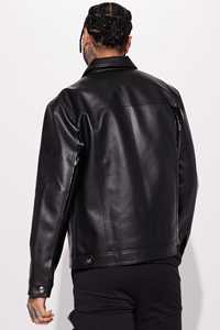 Veste d'hiver décontractée nouveau style pour hommes en cuir PU épais noir - Product Image 6