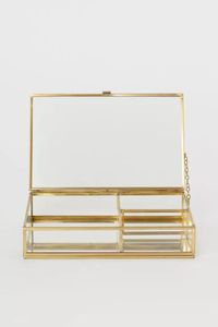 Venta caliente nuevo diseño cuadrado moderno Metal hierro caja de vidrio transparente mejor Calificado ORO acabado hecho a mano joyería almacenamiento pendiente - Product Image 4