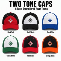 Gorra de Béisbol Personalizada de Dos Tonos, 6 Paneles, Bordada, de Algodón, con Cierre a Presión, para Equipos Juveniles, MOQ Bajo, Venta al Por Mayor