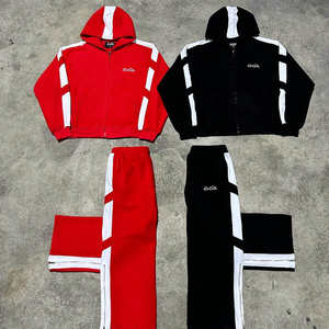 Conjunto de sudadera con capucha y pantalones de chándal de talla grande para hombre Baggy French Terry Cotton Soft Solid Flared Hood Winter Streetwear - Product Image 1