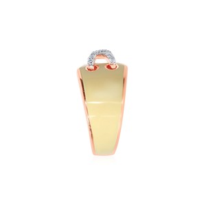 Unique Geometric Fashion <b>Ring</b> <b>Crafted</b> in Rose Gold with Contrasting Beige Enamel and Dazzling Pave Diamond Details - Product Image 4