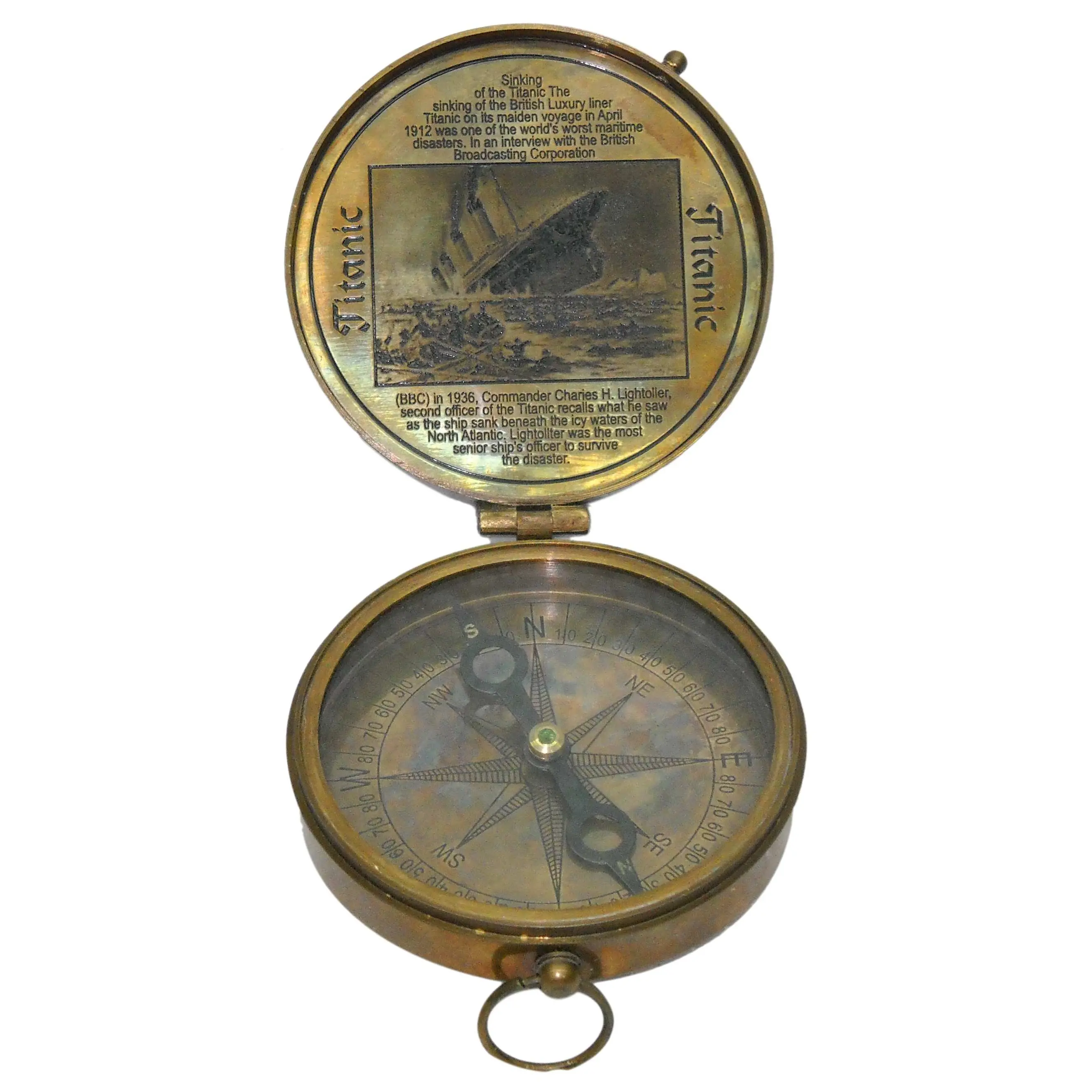 Sale Brass New Outdoor Classic Portable Travel Hiking Compass For Pocket Antique Design Watch Style Luminous Compass Camping