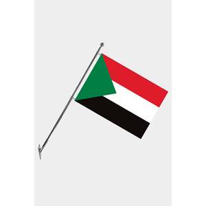 Ensemble de mât de drapeau télescopique mural Soudan avec drapeaux en polyester et graphiques imprimés numériquement - Product Image 1