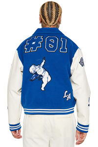 2024 Logo personnalisé manches en cuir broderie noir collège Baseball hommes veste Letterman bleu clair université veste Service OEM - Product Image 3