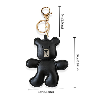 Porte-clés mini ours en peluche en cuir souple, artisanal, design animalier, petit ours mignon, breloque bijou, pendentif pour sac femme - Product Image 6