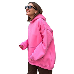 100% nouveaux sweats à capuche en coton pour femme pull à épaules tombantes avec séchage rapide et respirant caractéristique Streetstyle décontracté pour l'hiver - Product Image 1