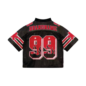 Impression par sublimation personnalisée Maillot de football américain rétro T-shirt en maille respirante Streetwear court pour les amateurs de sport - Product Image 2