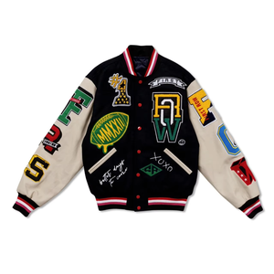 Unisex Woolen Varsity <b>Jacket</b> Winter <b>Jacket</b> Letterman with Chenille <b>Patchwork</b> Design High Street Graphic Print 2025/26 - Product Image 2