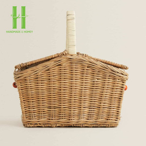 ตะกร้าบ้านเล็กน่ารัก ขายดี พร้อมฝาปิดและหูหิ้ว กล่องของขวัญ ตกแต่งบ้านสไตล์หมู่บ้านไม้ไผ่ สำหรับปิกนิกและตกแต่งบ้าน/ห้องครัว - Product Image 2