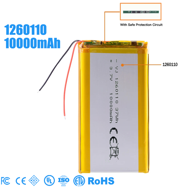 1260110 Rechargeable Big Lipo 3.7 V 10000mAh Charging Ternary Lipo Lithium Polymer Battery Real Capacity for 1260100 9060100
