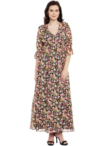 Robes longues pour femmes Fashion Plus, bretelles spaghetti naturelles, kaftan traditionnel africain/musulman, longueur cheville, dentelle viscose florale - Product Image 4