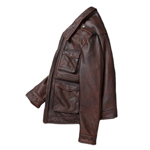 Chaqueta de Motociclista de Cuero para Hombre, Bordada, Sólida, de Alta Calidad, Cómoda, Casual, Estilo Urbano, Venta al Por Mayor - Product Image 5