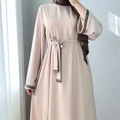 Vestido abaya para mulheres, vestido de manga longa bordado, vestido muçulmano turco kaftan, roupão árabe islâmico, novidade