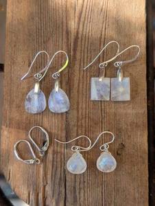 Boucles d'oreilles pendantes vintage en argent sterling plaqué or, forme pyramide, 12 mm, en pierre de lune, certifiées IGI, cadeau de fiançailles - Product Image 5