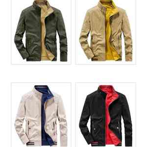 Chaqueta Bomber Delgada de Último Diseño 2025, Chaqueta de Verano Delgada con Cuello Alto y Logotipo Frontal para Hombre, Reversible - Product Image 1