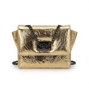 Borsa a tracolla da sera metallizzata con catene e fodera in poliestere per donna - Product Image 3