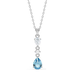 Collier pendentif solitaire CLARA en argent sterling 925, forme goutte d'eau, rhodié, chaîne en or 14 carats, tendance, or rose, zircon - Product Image 1