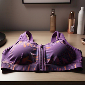 <b>High</b> <b>Neck</b> Compression Sports Bra for Women Breathable Front Zipper Ladies' Exercise <b>Top</b> - Product Image 4