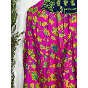 Vintage Recycled Soie Sari Boho <b>Pyjama</b> Comfortable Loose Fit Casual Dresses with Wide Legs <b>for</b> Beach or Nightwear - Product Image 2