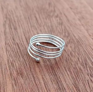 Hot bán 925 Sterling Bạc mùa xuân cuộn dây vòng có thể điều chỉnh mở vòng với bezel thiết lập tốt nhất Đảng quà tặng cho Phụ Nữ Nhà Máy Giá - Product Image 4