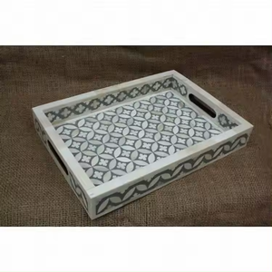 ถาดเสิร์ฟตกแต่งโต๊ะอาหารดีไซน์หรูหราคุณภาพสูงสไตล์โมเดิร์นจากพรีเมียม เอ็ม คราฟท์ส อินเดีย ประดับด้วยงานฝังกระดูกแท้ ดีไซน์สวยงาม สามารถปรับแต่งได้ - Product Image 3
