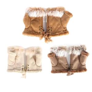 Gants sans doigts pour femmes en fausse fourrure, mitaines chaudes d'hiver, chauffe-poignets, daim, sport, extérieur, nylon - Product Image 3