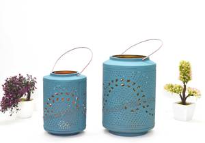 Fancy Hot <b>Blue</b> Fancy Powder Coated Home Decor Lantern New Style Lanterns Classic Look <b>Candle</b> Lantern Indoor <b>Candle</b> Vessel Small - Product Image 4