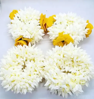 Gelang Bunga Kain Buatan Aneka Ragam untuk Pernikahan Haldi Sangeet - Dapat Digunakan Kembali, Ringan, Warna Kuning Putih/Merah, Ukuran Bebas, Perhiasan
