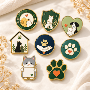 Pins Esmaltados Personalizados para Mascotas y Animales, Set de Insignias Metálicas para Solapa con Diseño de Pata de Perro y Gato, Corazón, Regalo Promocional de Caridad, OEM ODM - Product Image 1