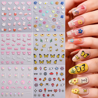 Autocollants pour ongles en gel non toxique avec impression en relief 5D sur le thème du printemps et de l'été, logo personnalisé, autocollants pour ongles, décalcomanies pour ongles, sûrs pour la création de motifs d'ongles DIY