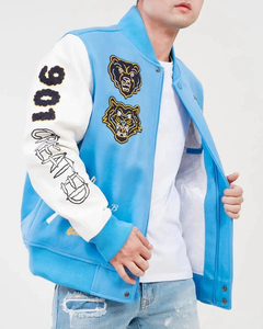 Chaqueta Deportiva con Botones de Retazos para Hombre y Mujer, Chaqueta de Béisbol Personalizada con Manga de Cuero, Novedad, Unisex - Product Image 2